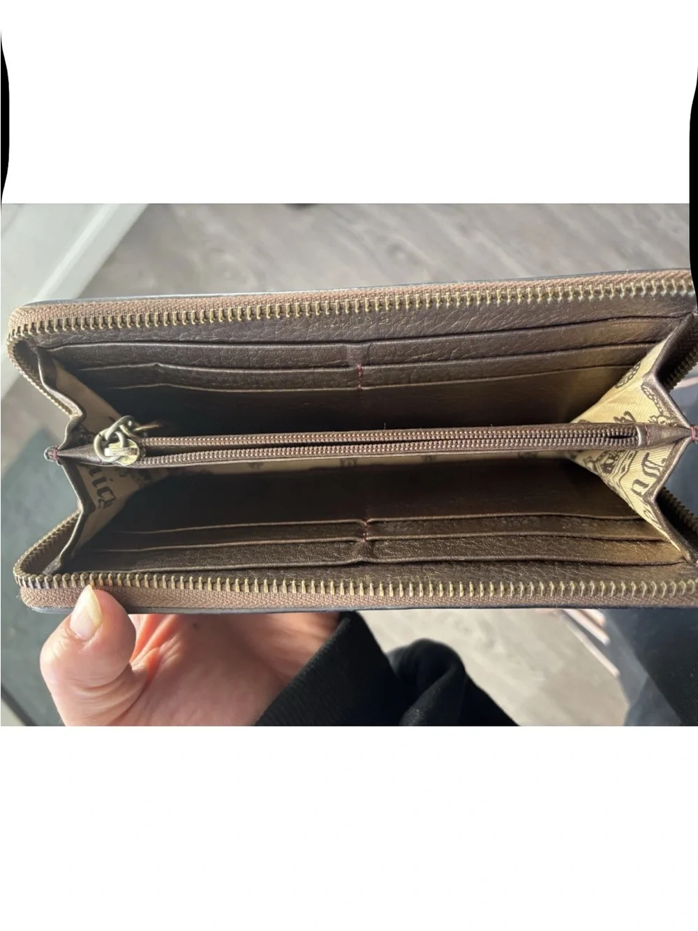 Juicy Couture Olive Wallet with Blush Pink Embroidered Logo